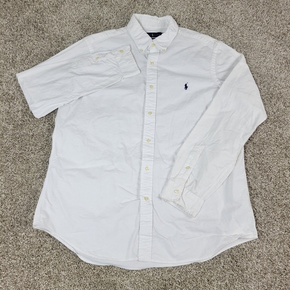 Ralph Lauren Classic Fit Mens XL Solid White Pony Button Down Long Sleeve - Picture 2 of 6